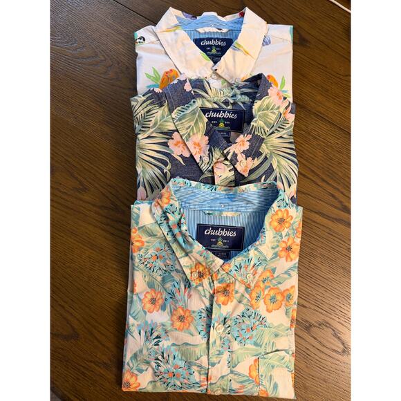 Lot of 3 Chubbies Shirt Short Sleeve Tropical Hawaiian Floral Men's L